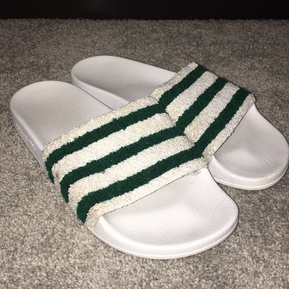 fuzzy adidas slides